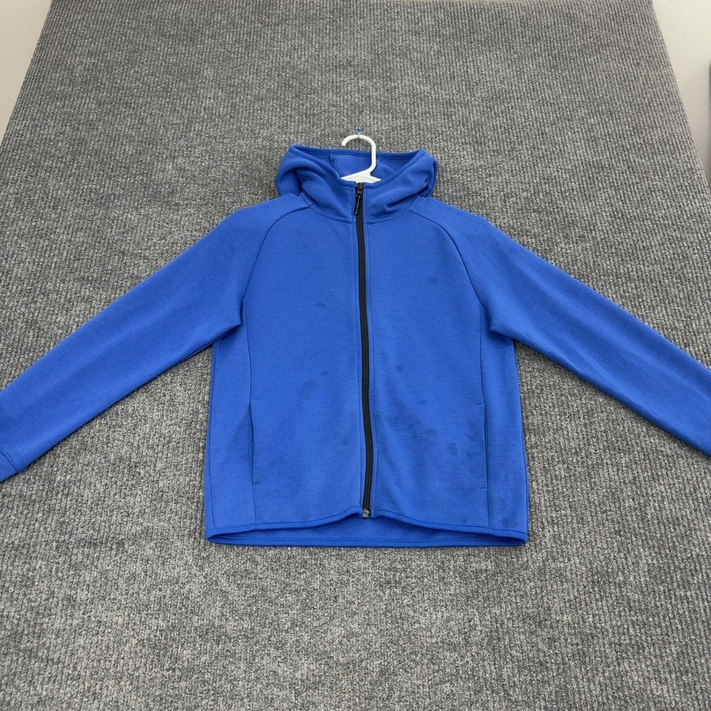 Uniqlo Hoodie Kids 11-12 Blue Polyester Cotton Full Zip Dry Stretch Sporty
